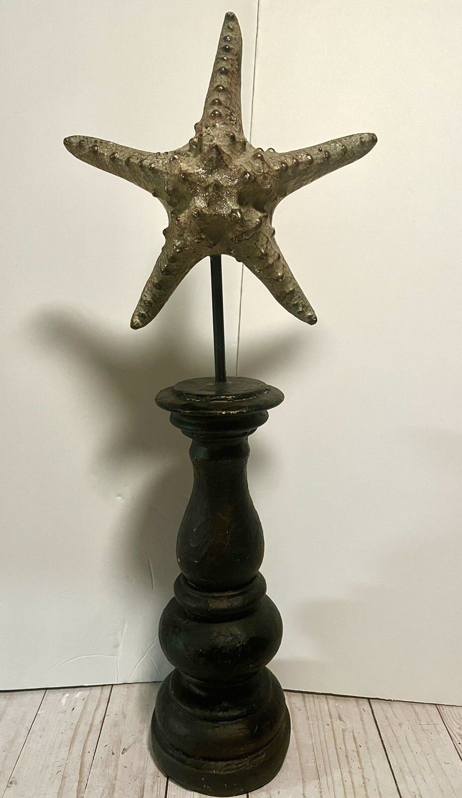 Beautiful Starfish On Tall Wooden Wood Stand Nautical Beach Decor