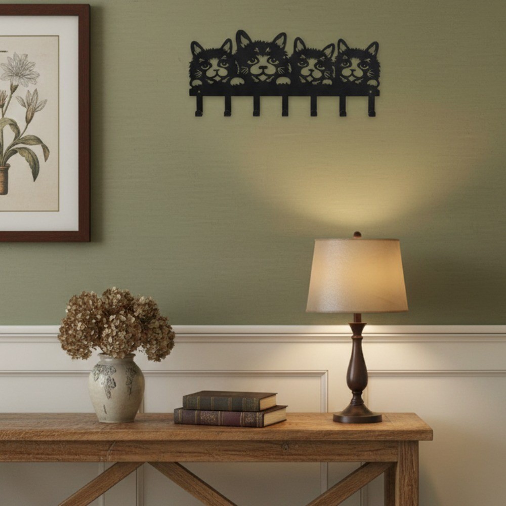 Wall Mounted Metal Cat Coat Hooks – Efficient Storage Rack for Wall Organization
