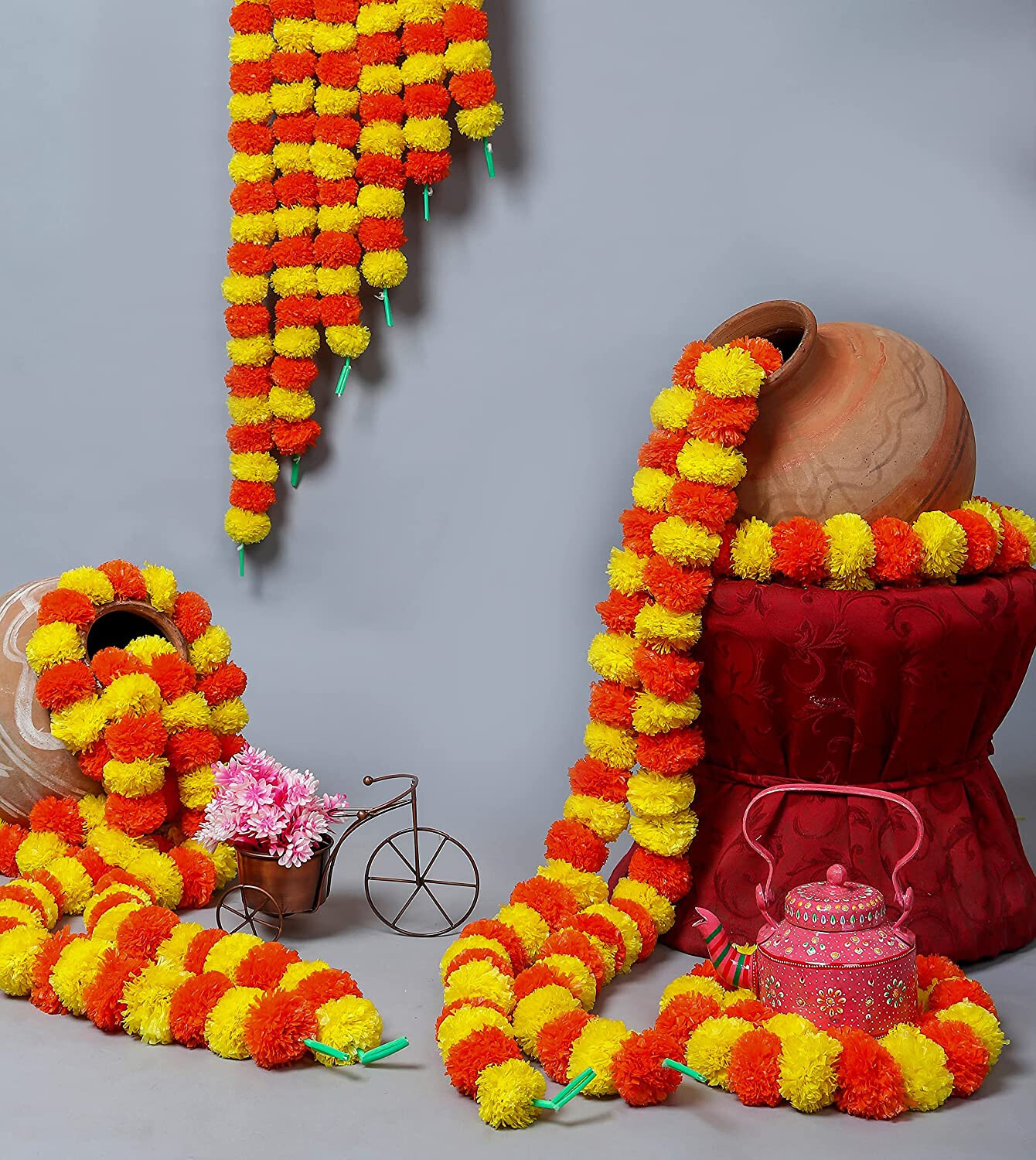 Artificial Marigold Flowers Garland Vine Home Decor Party Event Wedding Decor