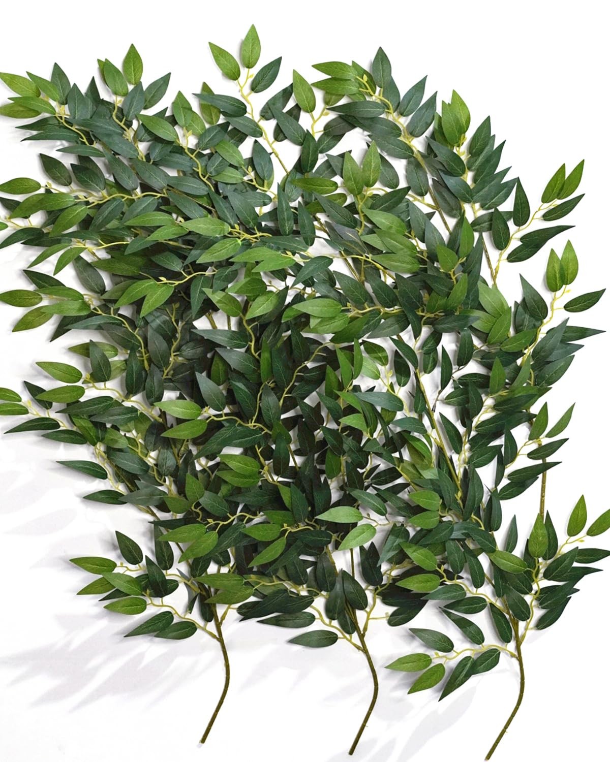 8pcs Italian Ruscus Artificial Leaves with Stems, Green Silk Leaf Wedding Arc…