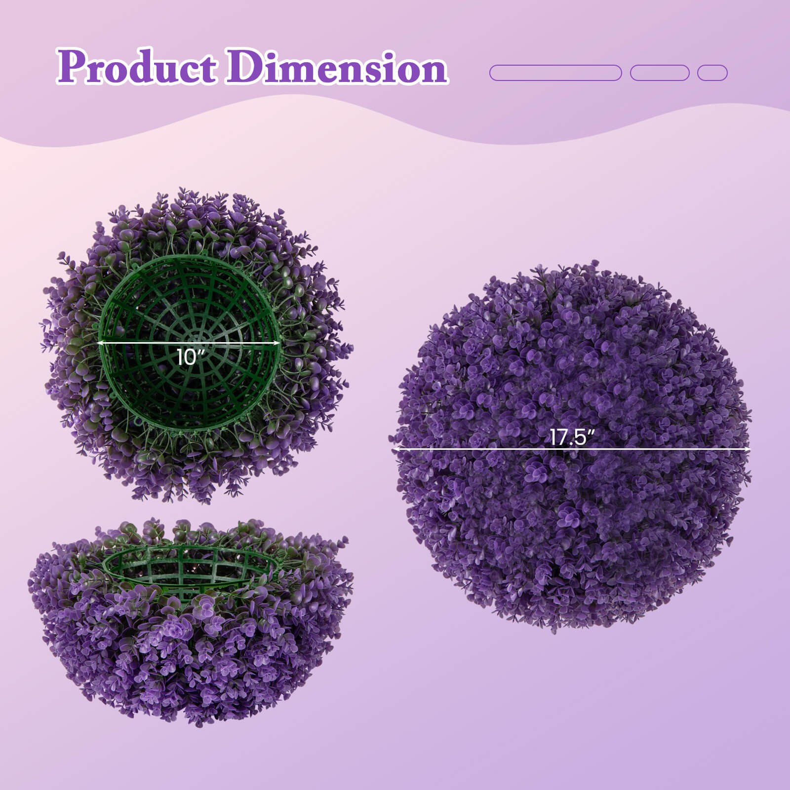 2 PCS Artificial Plant Topiary Balls w/7 Layers Leaves UV Protected for Garden