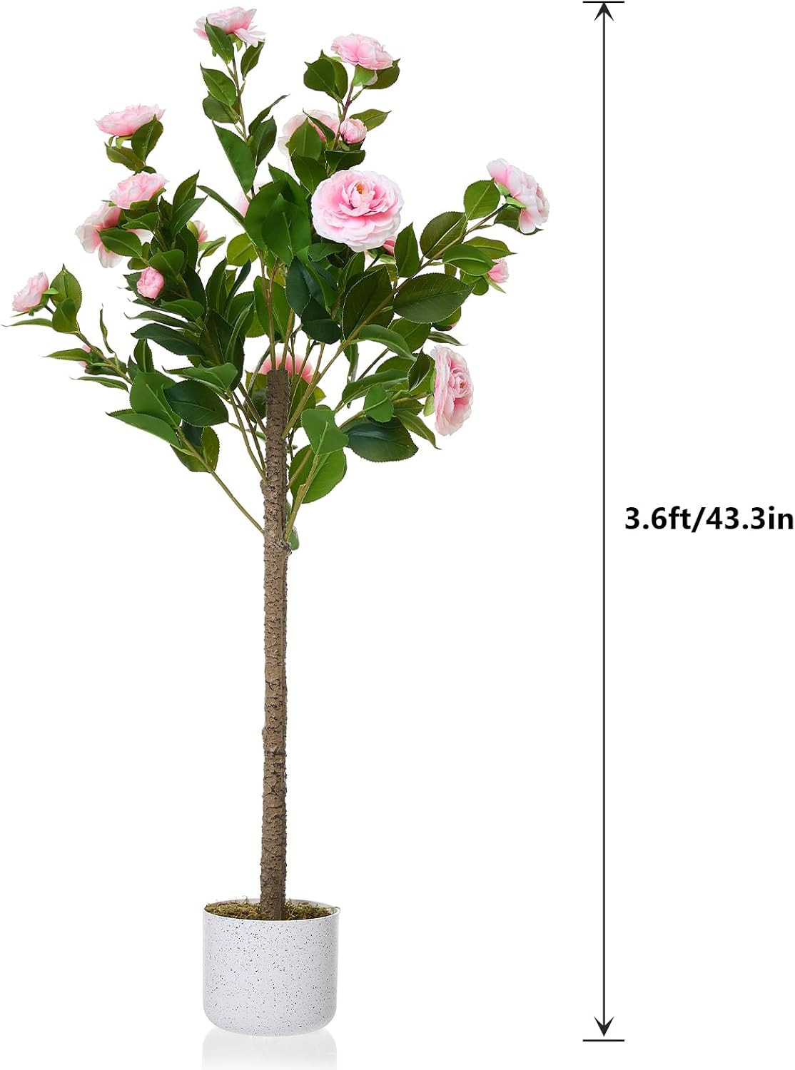 3.6FT Faux Camellia Tree with 20 Pink Flowers for Home and Office Decor