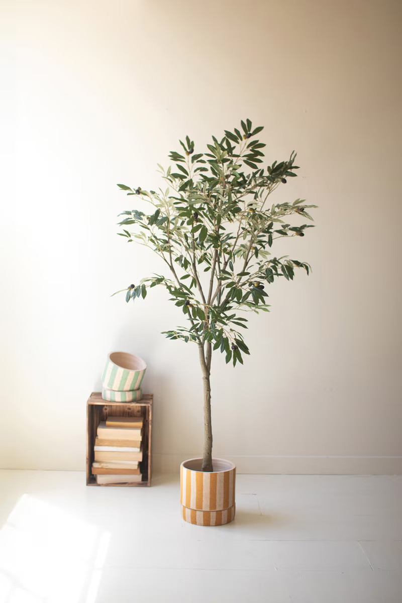 Artificial Olive Tree In Black Plastic Pot – Enhances Your Entryway Home Decor
