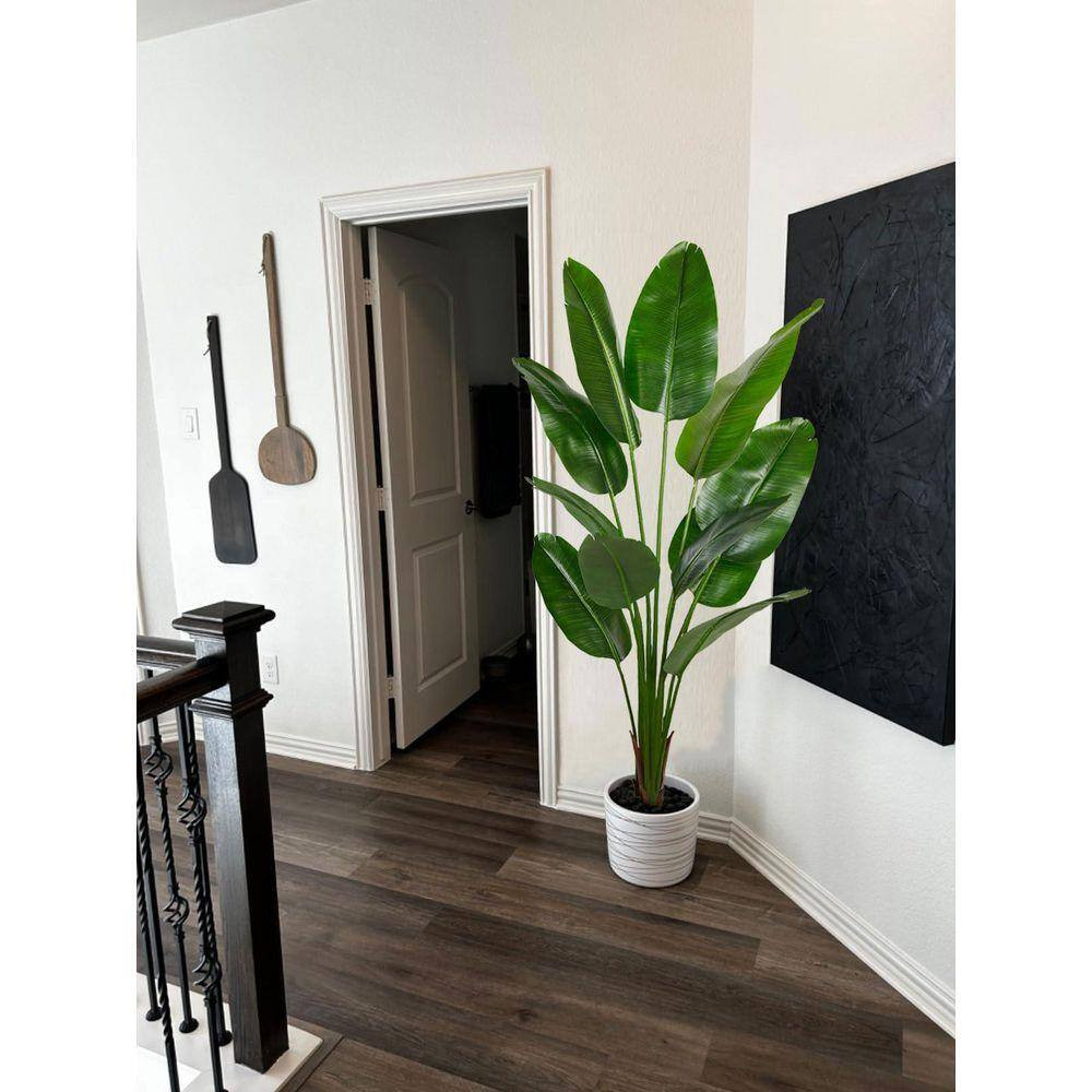72 In. Artificial Green Indoor/Outdoor Bird of Paradise Tree Real Touch Silk Lea