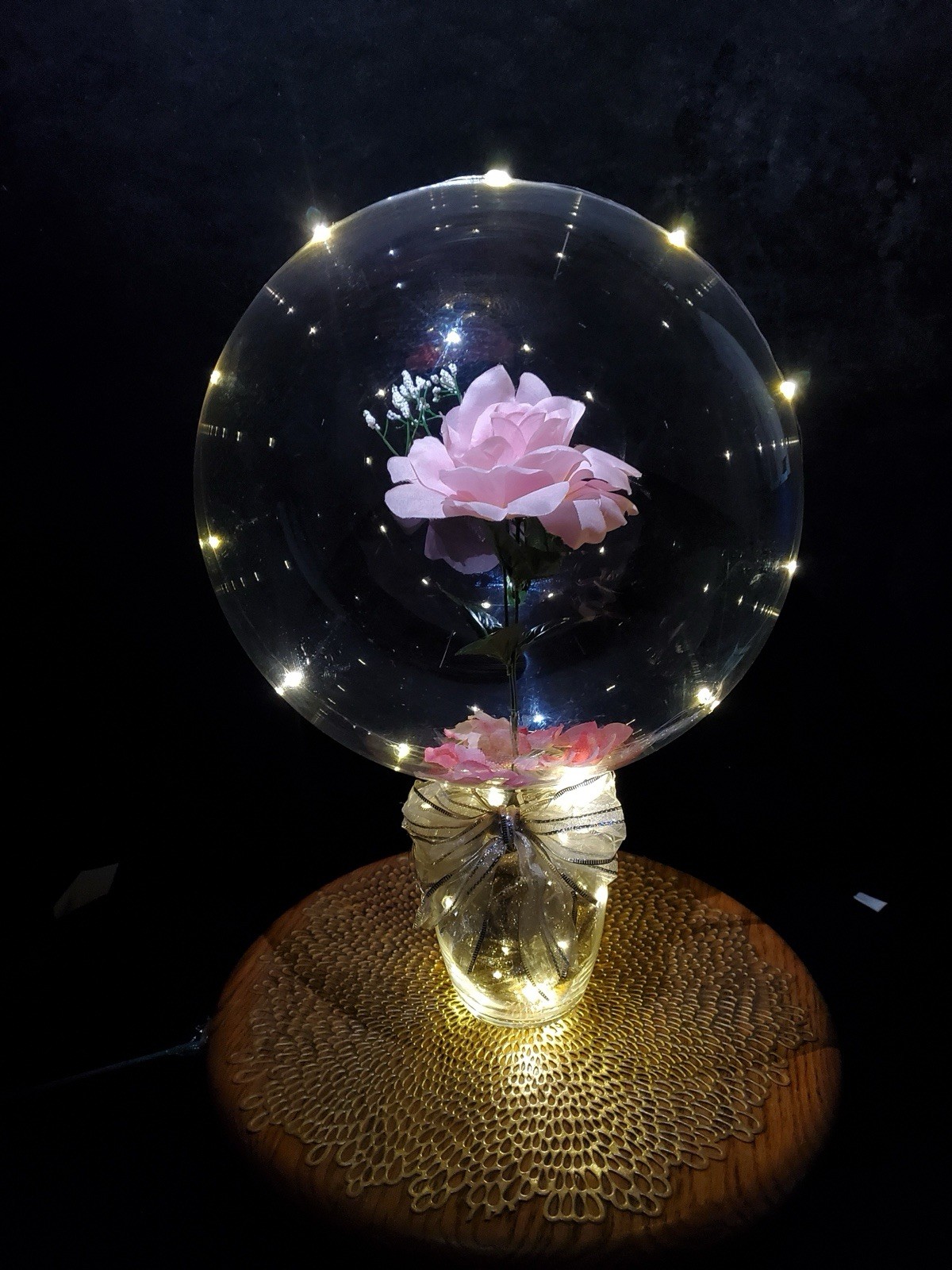 Valentines Day Gift, Pink Rose Balloon. Light Balloon,