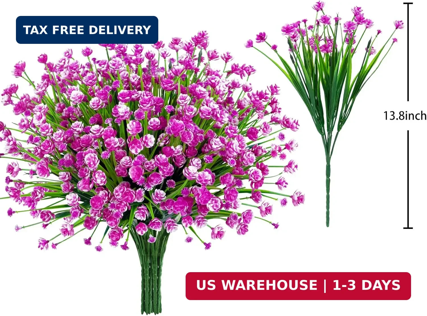Ouddy Decor 12 Bundles Artificial Flowers for Outdoors UV Resistant Fake Plastic