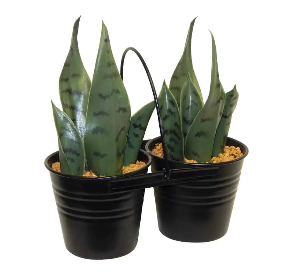 15in Agave Succulent Artificial Greenery in Pair of Metal Containers (Green, 1)