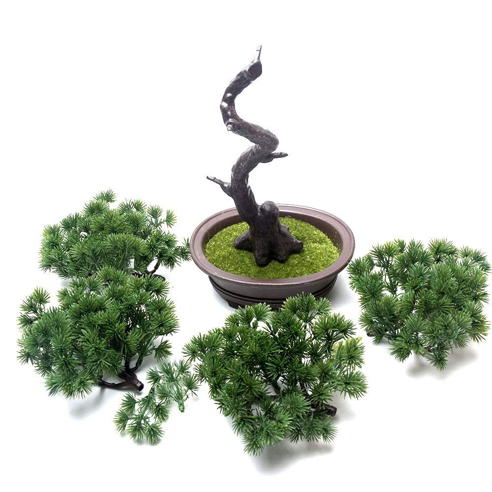 Artificial Bonsai Pine Tree, 11Inch Faux Potted Plant Desk Display Fake Tree Pot
