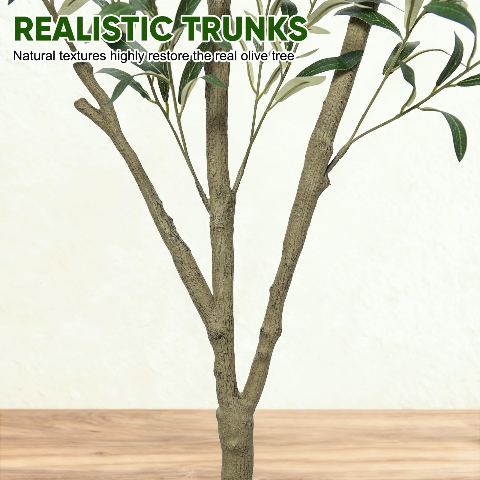 Faux Olive Tree 5FT – Artificial Indoor Plant with White Planter – Home Decor