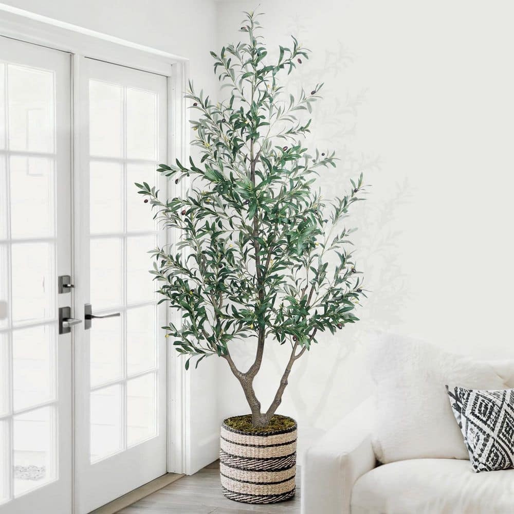 7 Ft. Artificial Olive Tree Faux Plant in Pot for Indoor and Outdoor Decor New