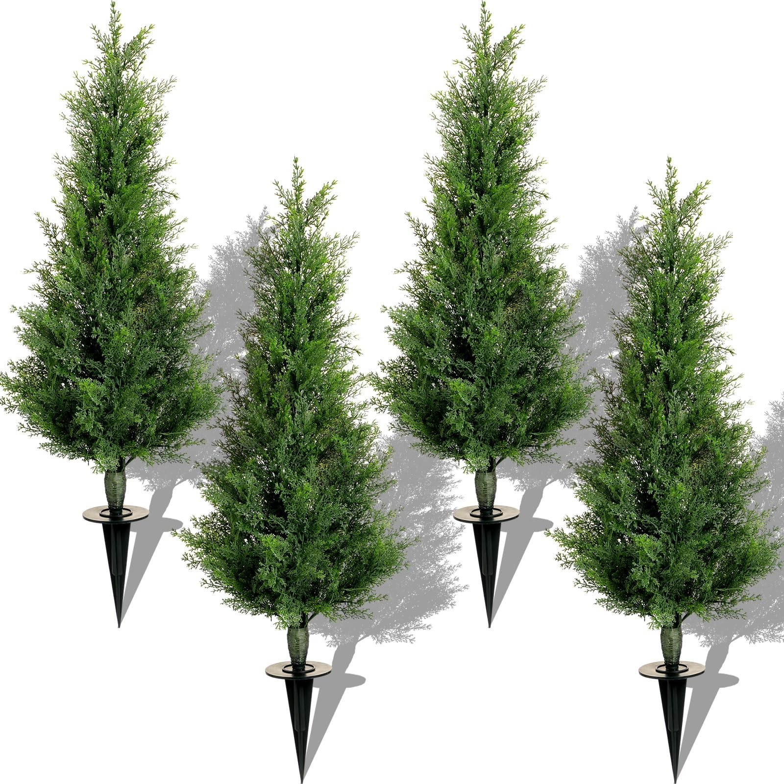 4 Set 3 ft Artificial Cedar Trees with Ground Spike Summer Yard Decoaration U…
