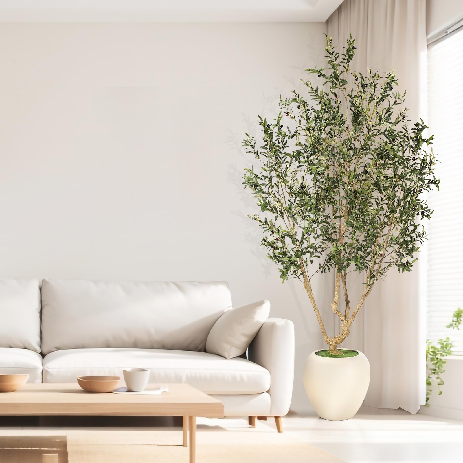 Olive Trees Artificial Indoor – 8FT Tall Faux Olive Tree with 18in Exquisite …