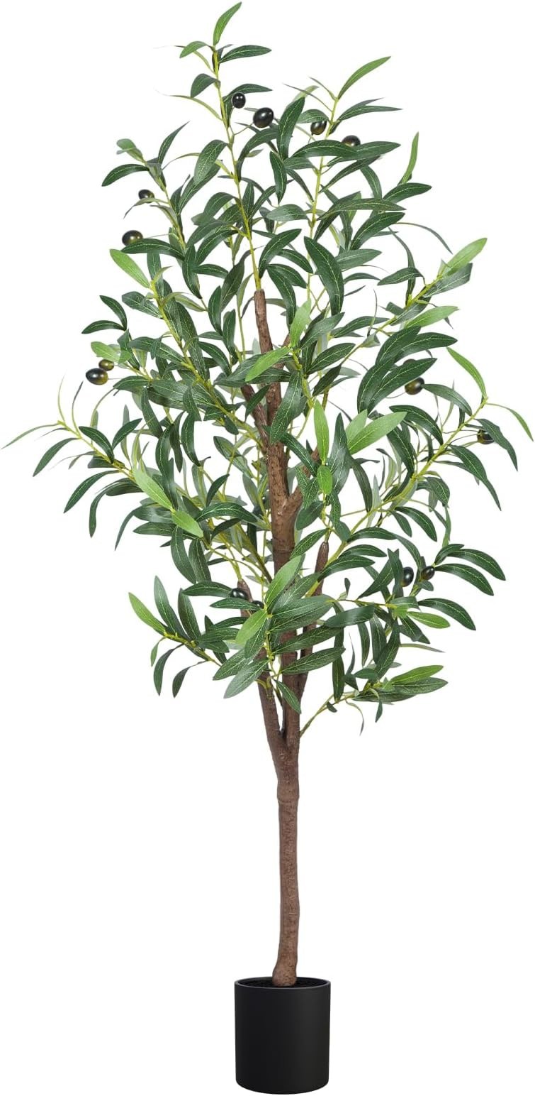 Artificial Olive Tree, 4FT Tall Faux Olive Trees 48in Outdoor Fake Potted Sil…
