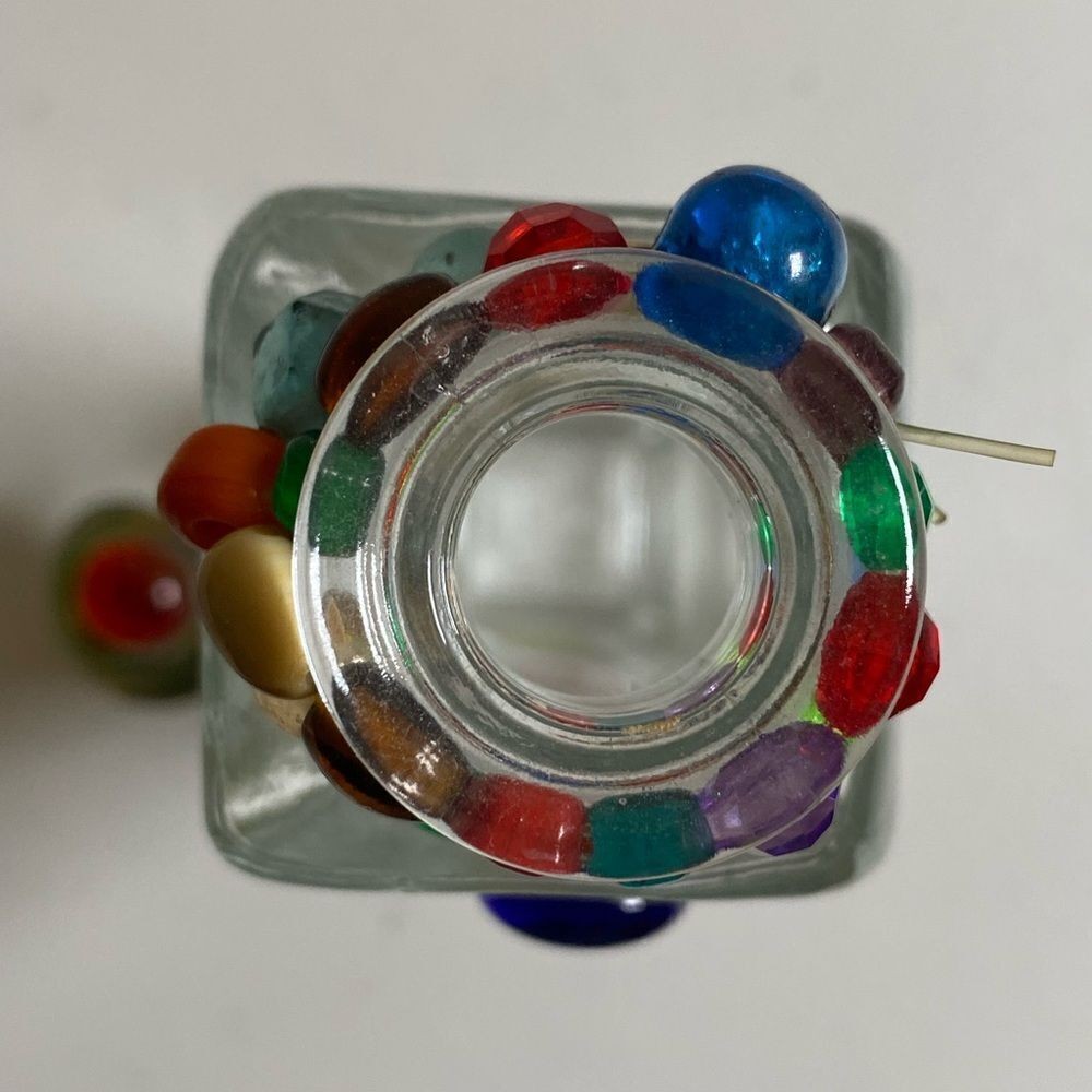 Italy 200ml Glass Jar Multi Color Stones with Removable Lid