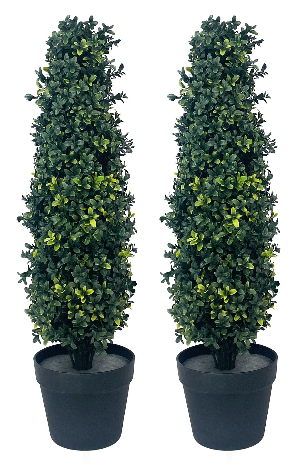 Two Artificial UV Rated 30/ inch Boxwood Cone Topiary w/Pot, Indoor Outdoor T…