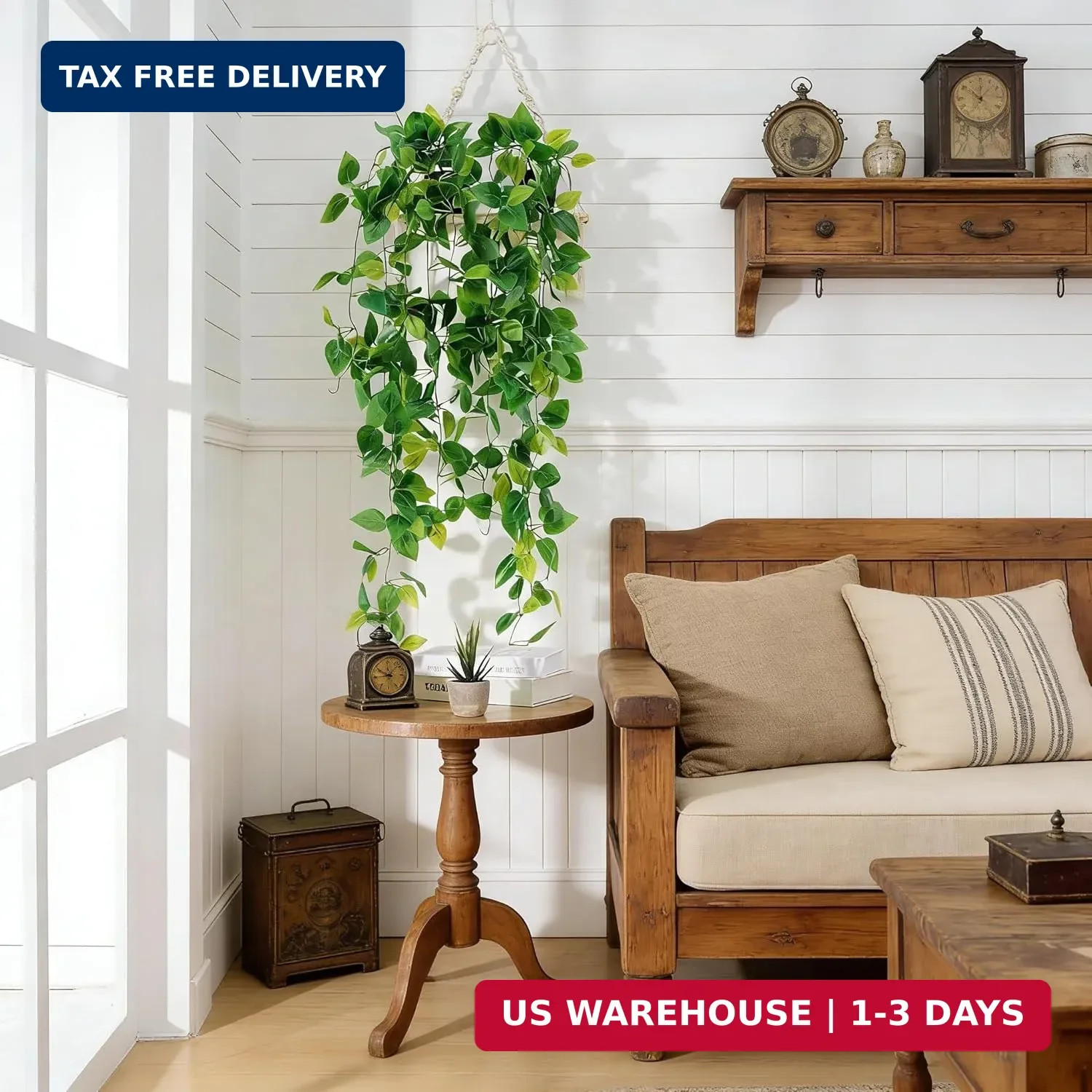 Fake Hanging Plants 2pcs Artificial Hanging Plant for Indoor Outdoor Faux Pothos