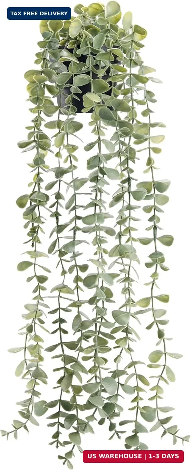 Der Rose 1Pcs Fake Plants Hanging Artificial Potted Faux Eucalyptus Plants for M
