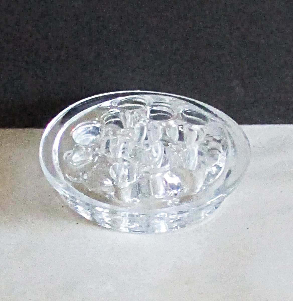 Vintage heavy round glass classic flower floral arranging frog 3.5″ FREE SH