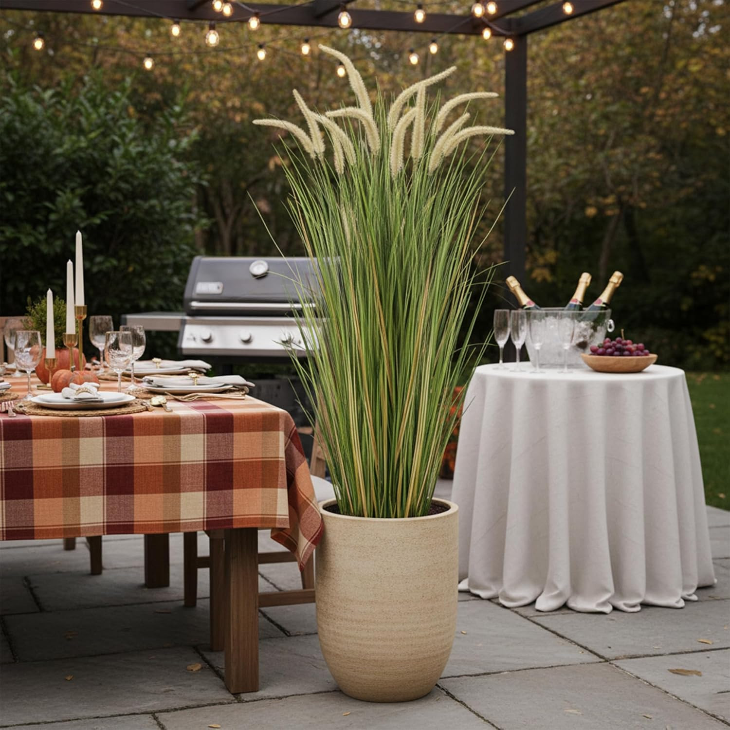 5Ft Faux Horsetail Reed Grass in Pot – Perfect Indoor/Outdoor Decor
