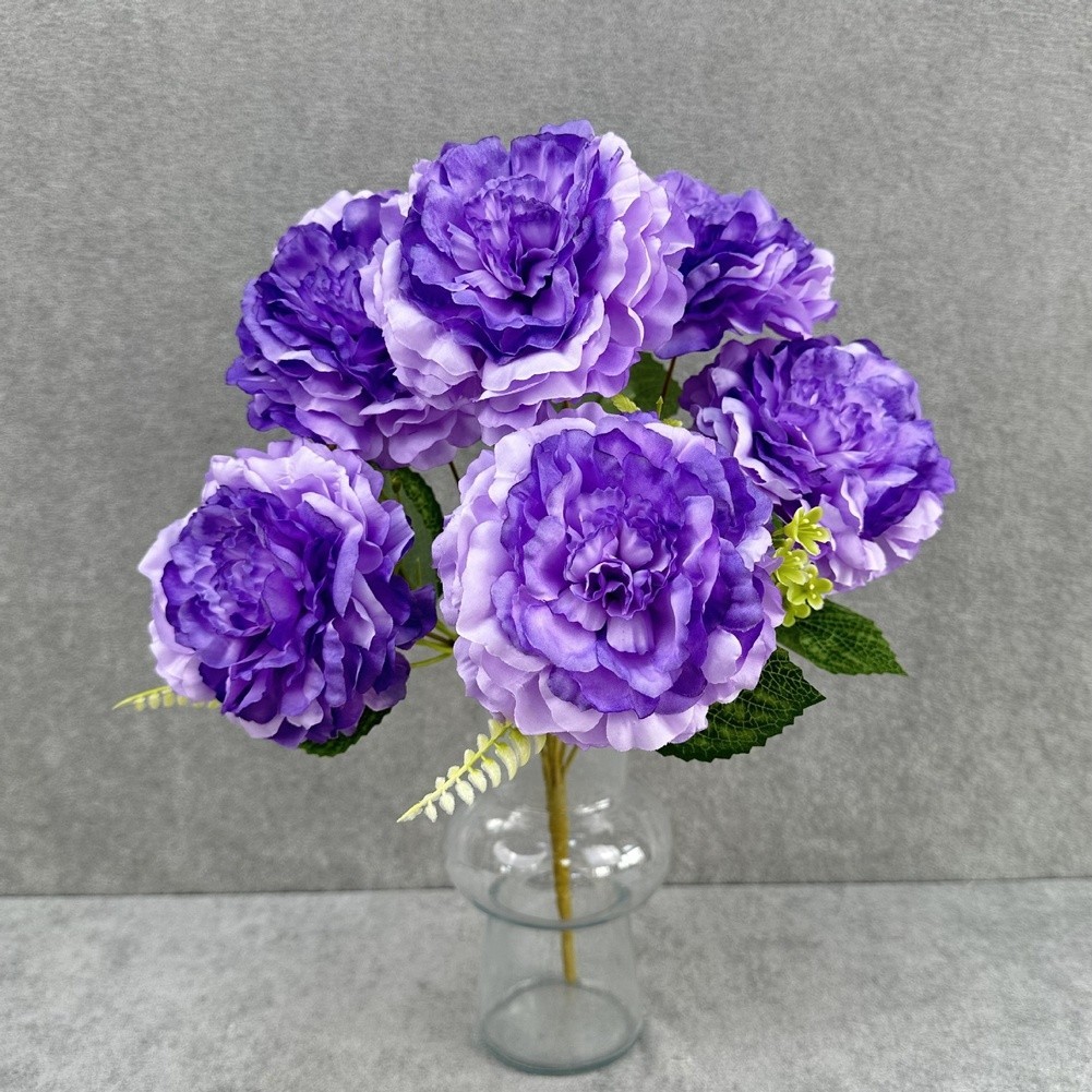 7 Artificial Peony Flowers White Black Red Blue Green Light Purple Deep Pink