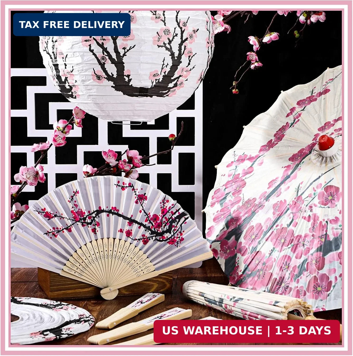 Tallew 12 Pcs Cherry Japanese Blossom Decor Set Chinese New Year Decorations 4 B