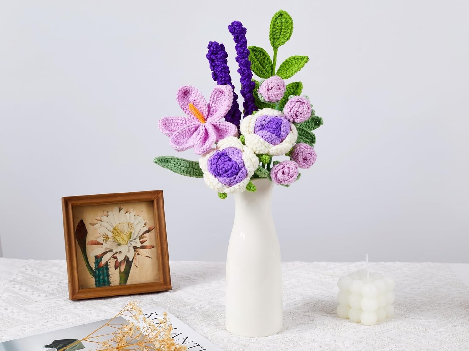 Crochet Flower Bouquet Handmade Crochet Flowers Knitted Tulips Rose Bouquet f…