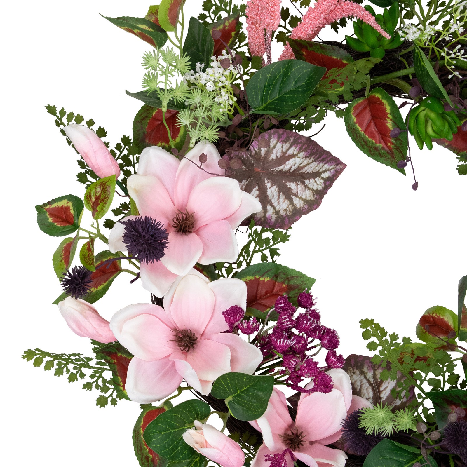 Northlight Succulent and Fern Artificial Spring Floral Wreath, 24-Inch