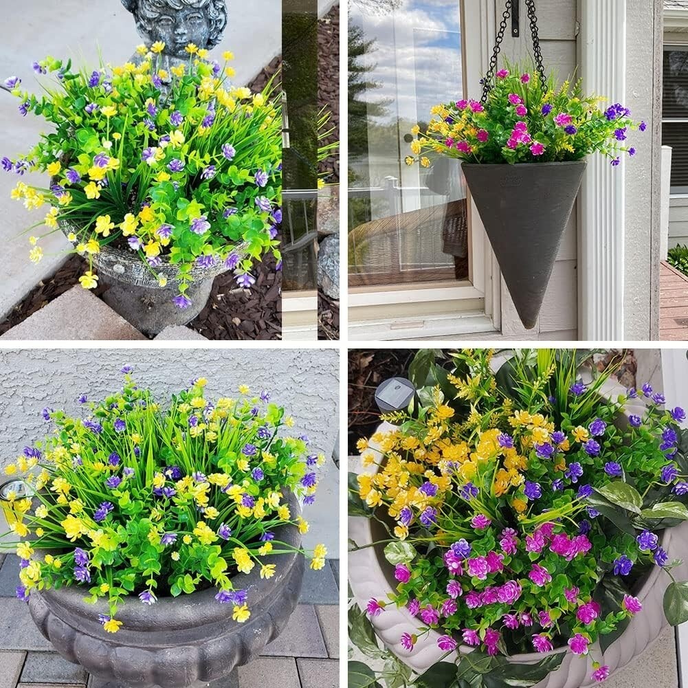 12 Paquetes De Flores Artificiales Para Exteriores Resistentes A Los Rayos UV US