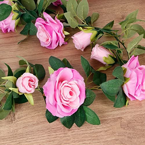 4Pcs Artificial Rose Vine Garland 26ft Silk Fake Flowers Wedding Home Decor Red