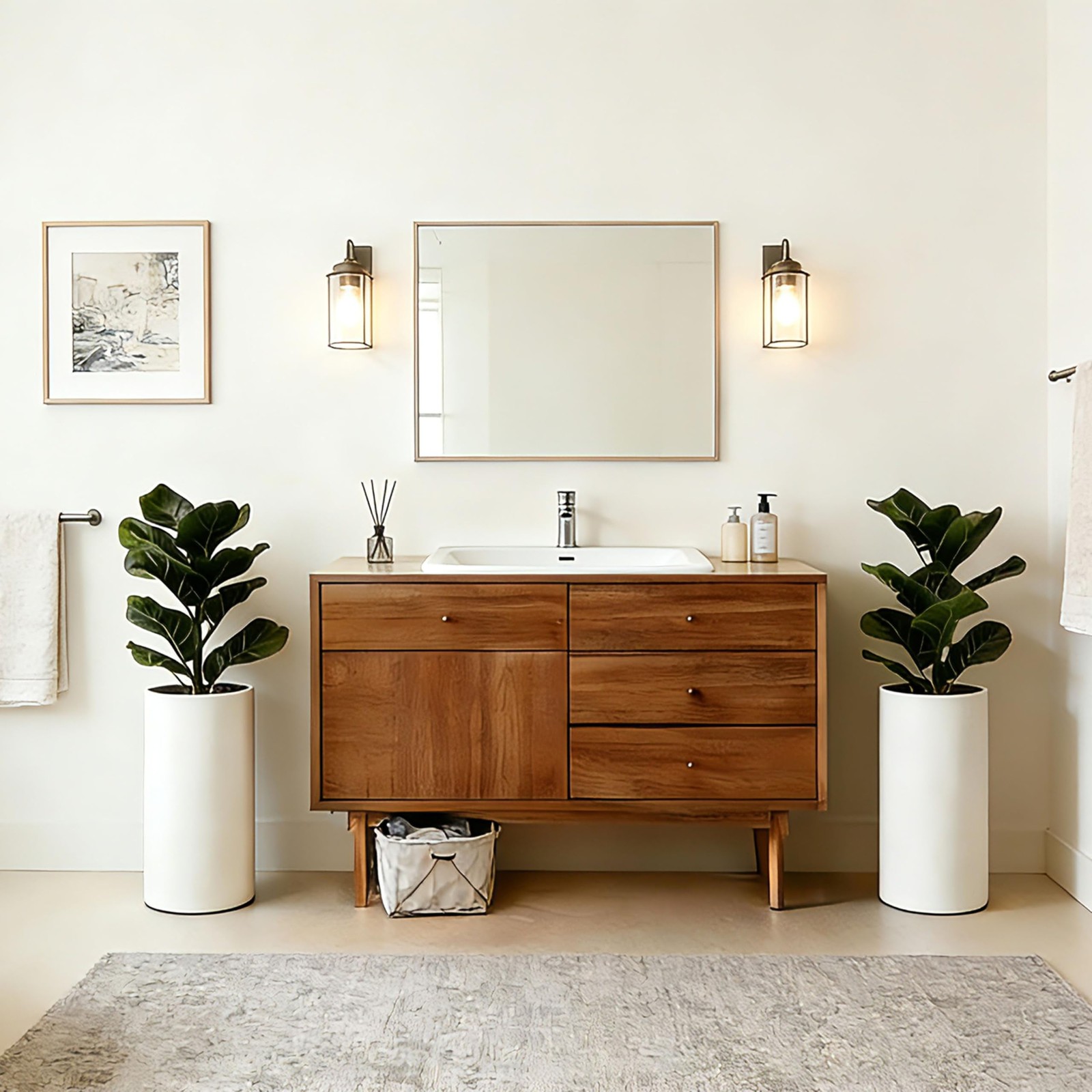 2 Pack Artificial Fiddle Leaf Fig Tree 30 In Fake Ficus Plant with Pots