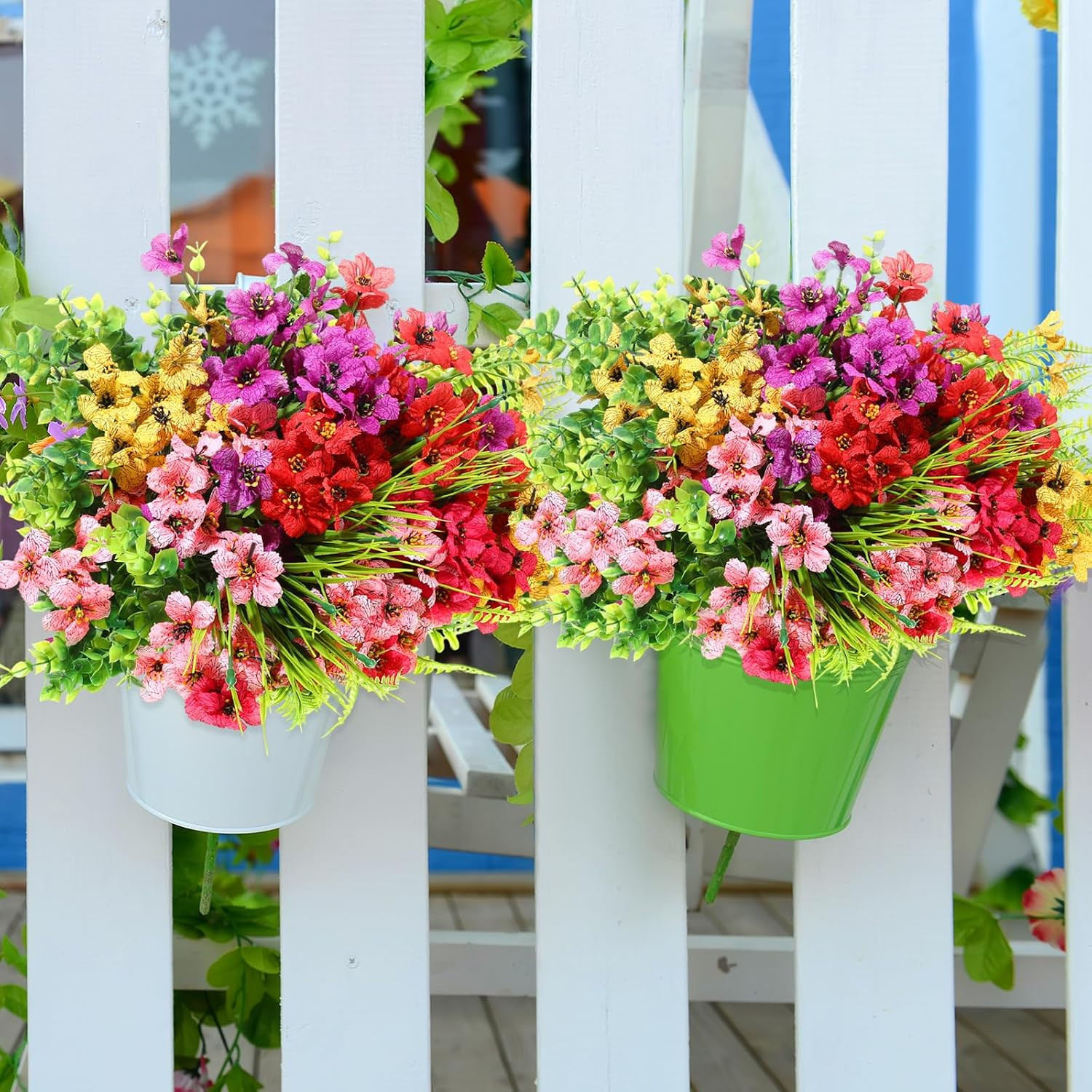 56 Bundles UV Resistant Artificial Flowers for Elegant Outdoor Decor