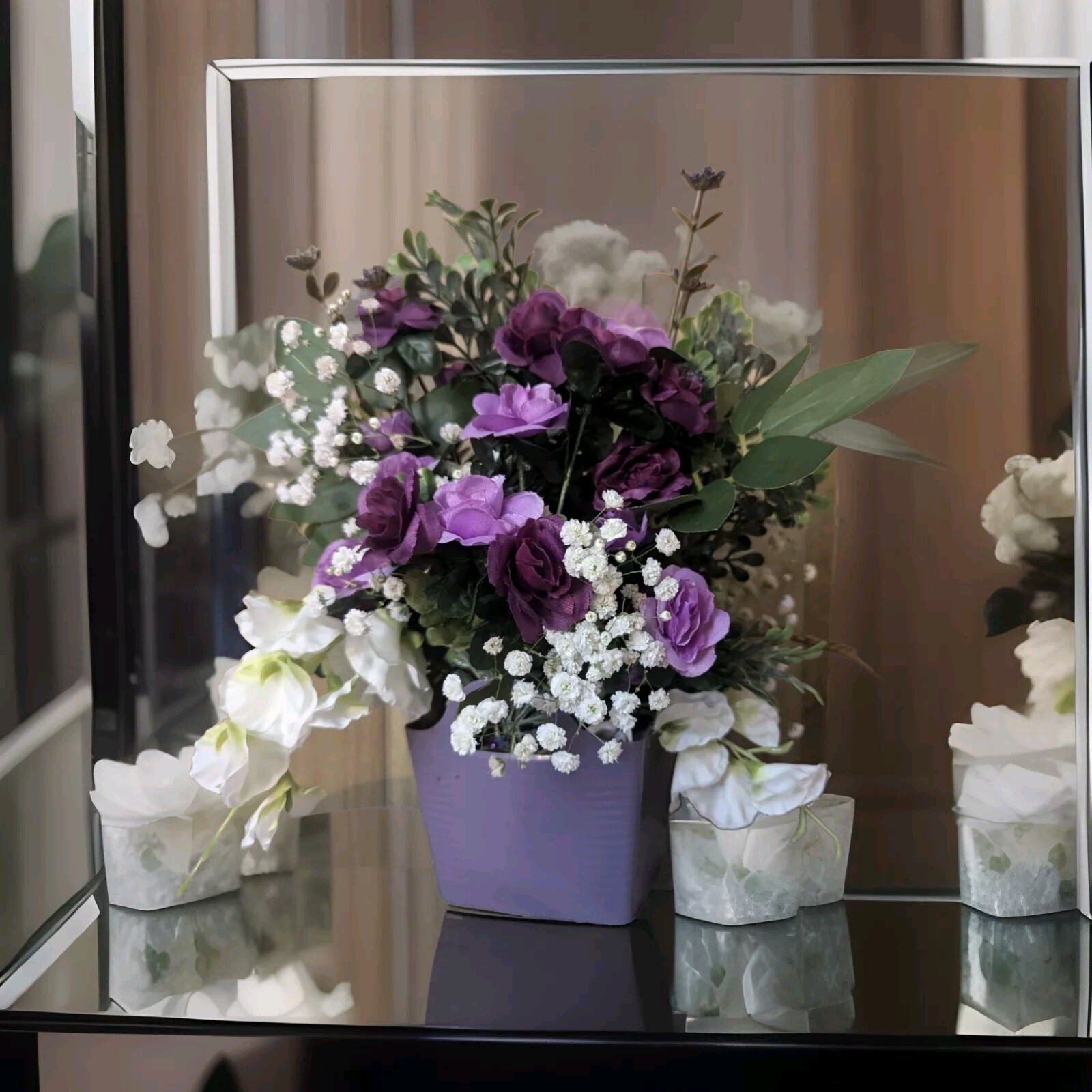 Countertop Floral purple roses Bathroom Custom Made Use With Croscill Chambord