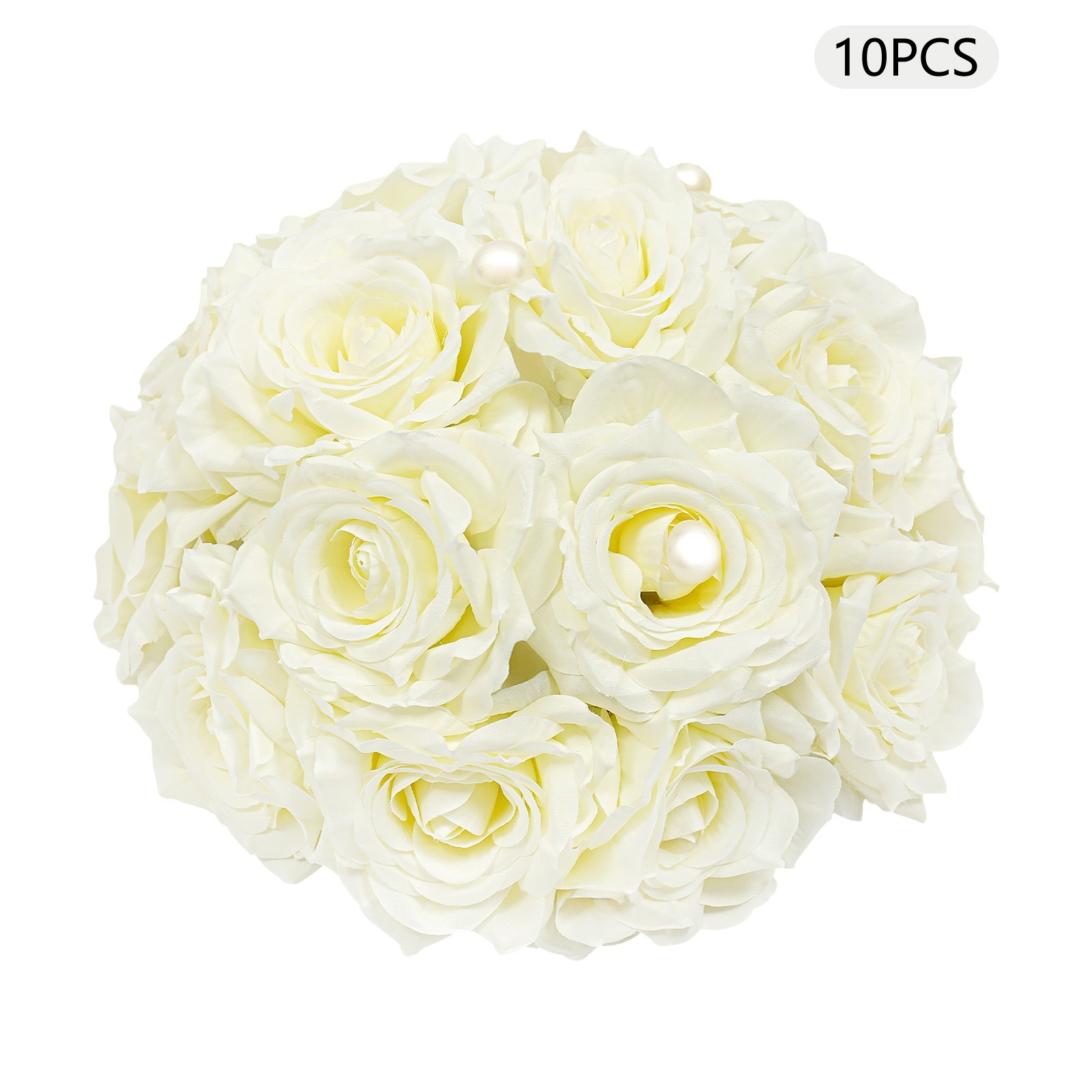 10 Pcs Handmade Bouquet Party Wedding Artificial Flower Balls Deco, Milky White