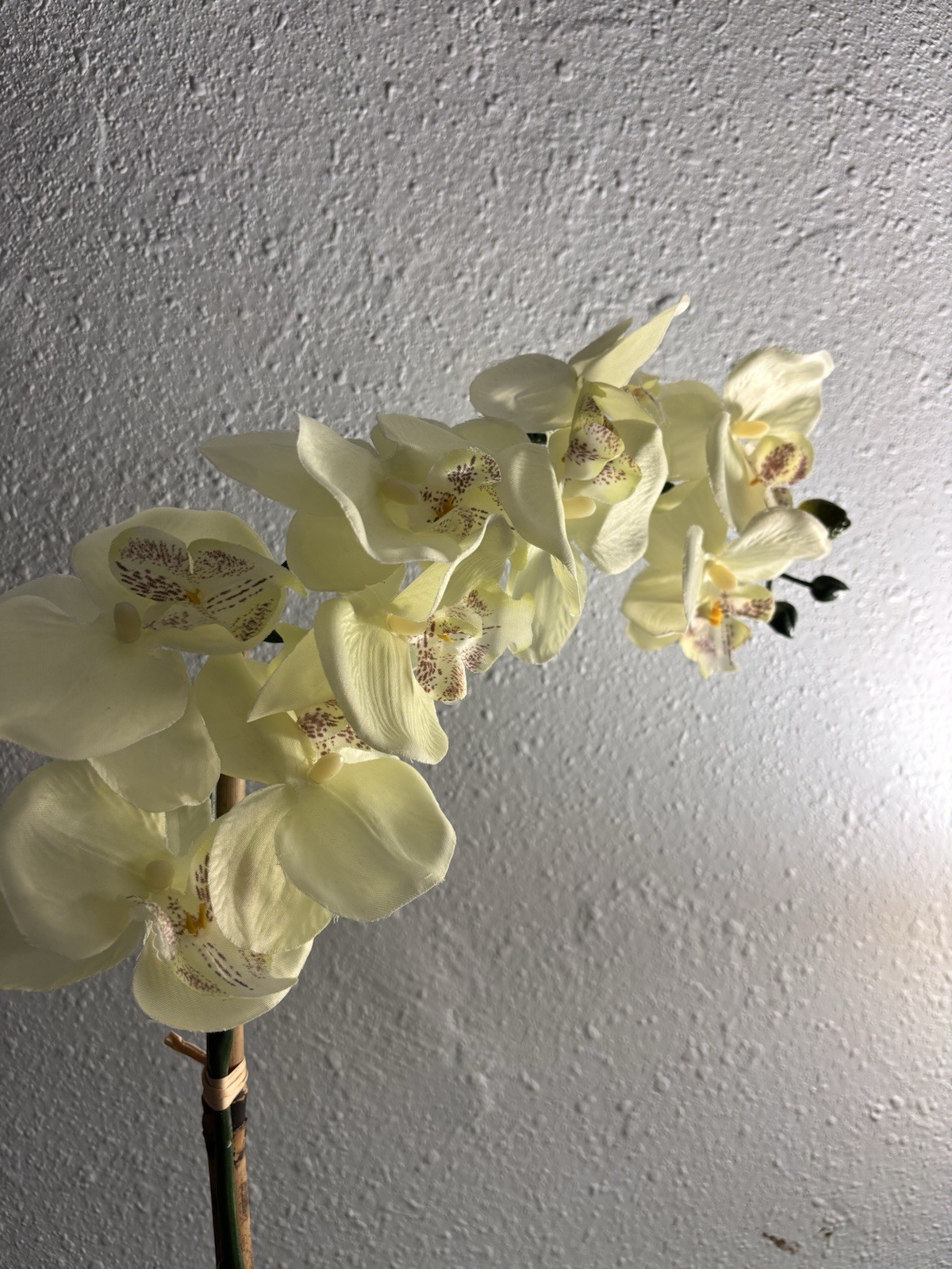 Artificial Yellow Orchid Silver Ceramic Pot Faux Phalaenopsis Floral 19”