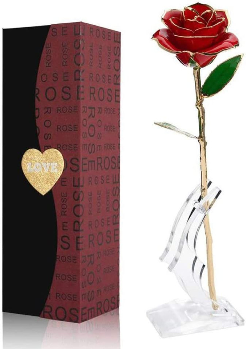 Valentines Day Gifts for Her, Real Rose Dipped in 24K Gold, Preserved Rose Flowe