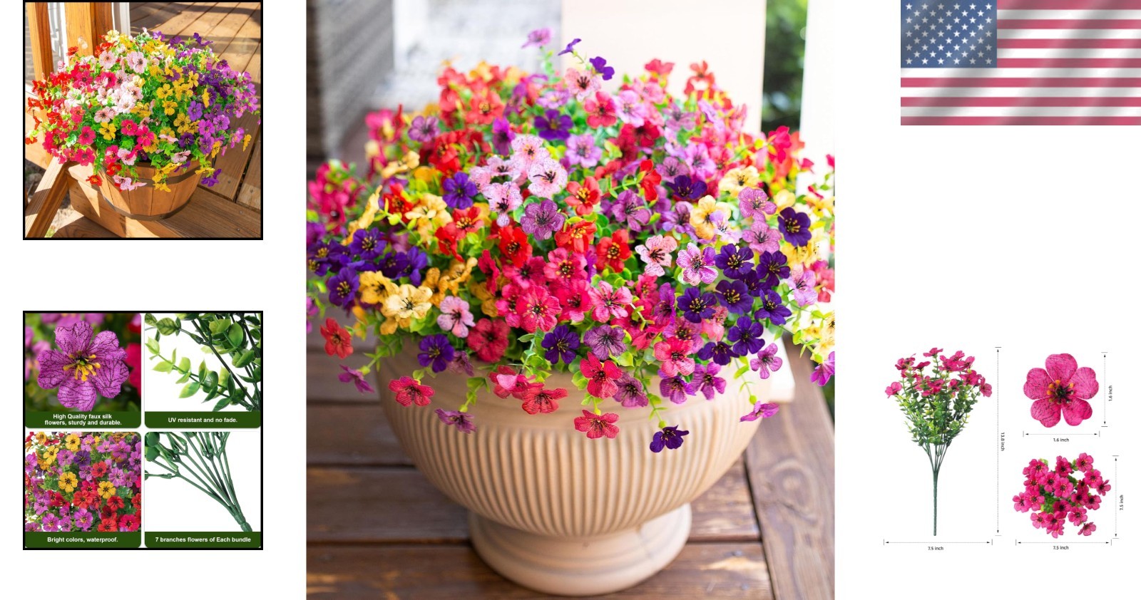 Realistic Multicolor Faux Flowers with Eucalyptus – Perfect for -Round Use