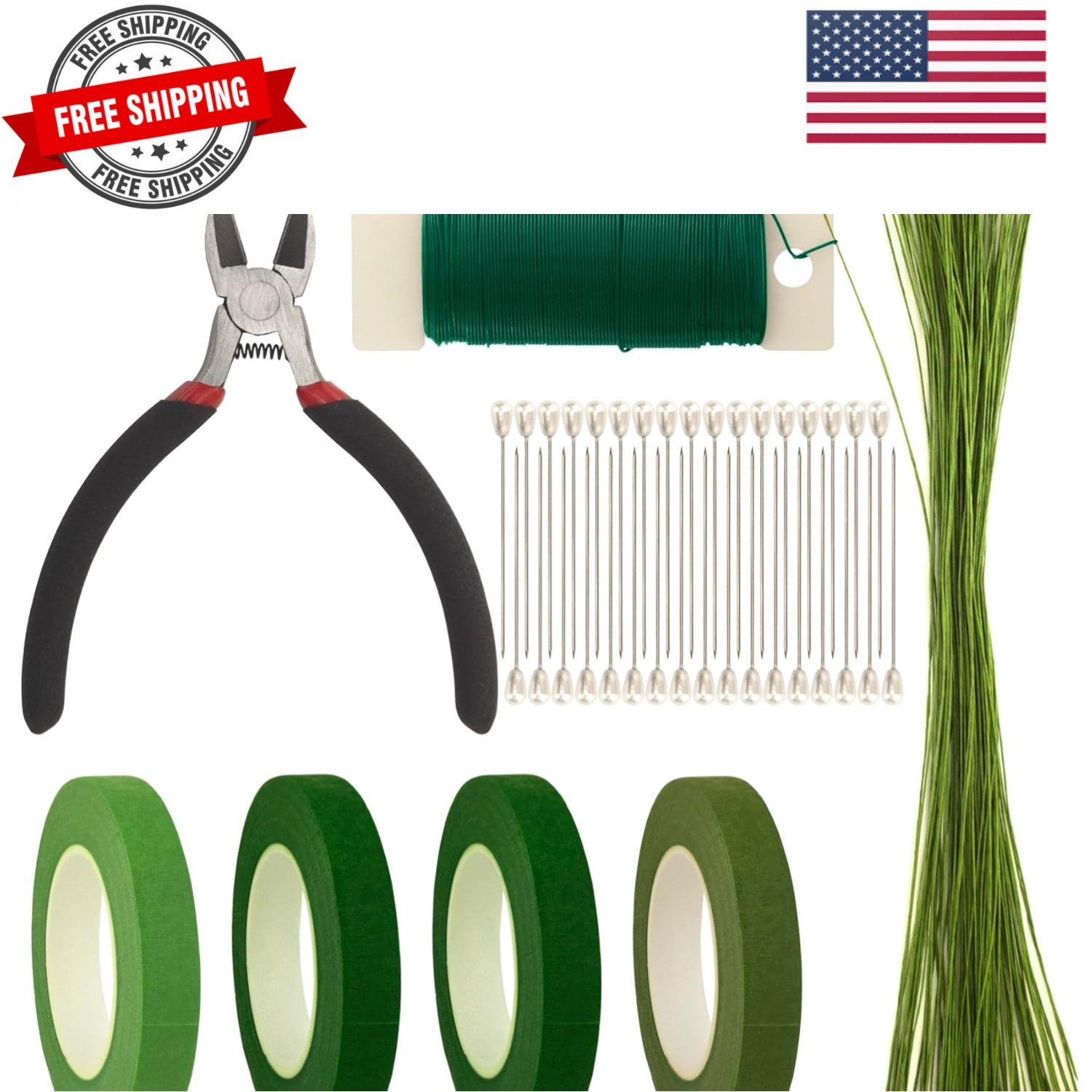 Floral Arrangement Kit, Green Floral Tape Floral Stem Wire Floral Wire Bouton…