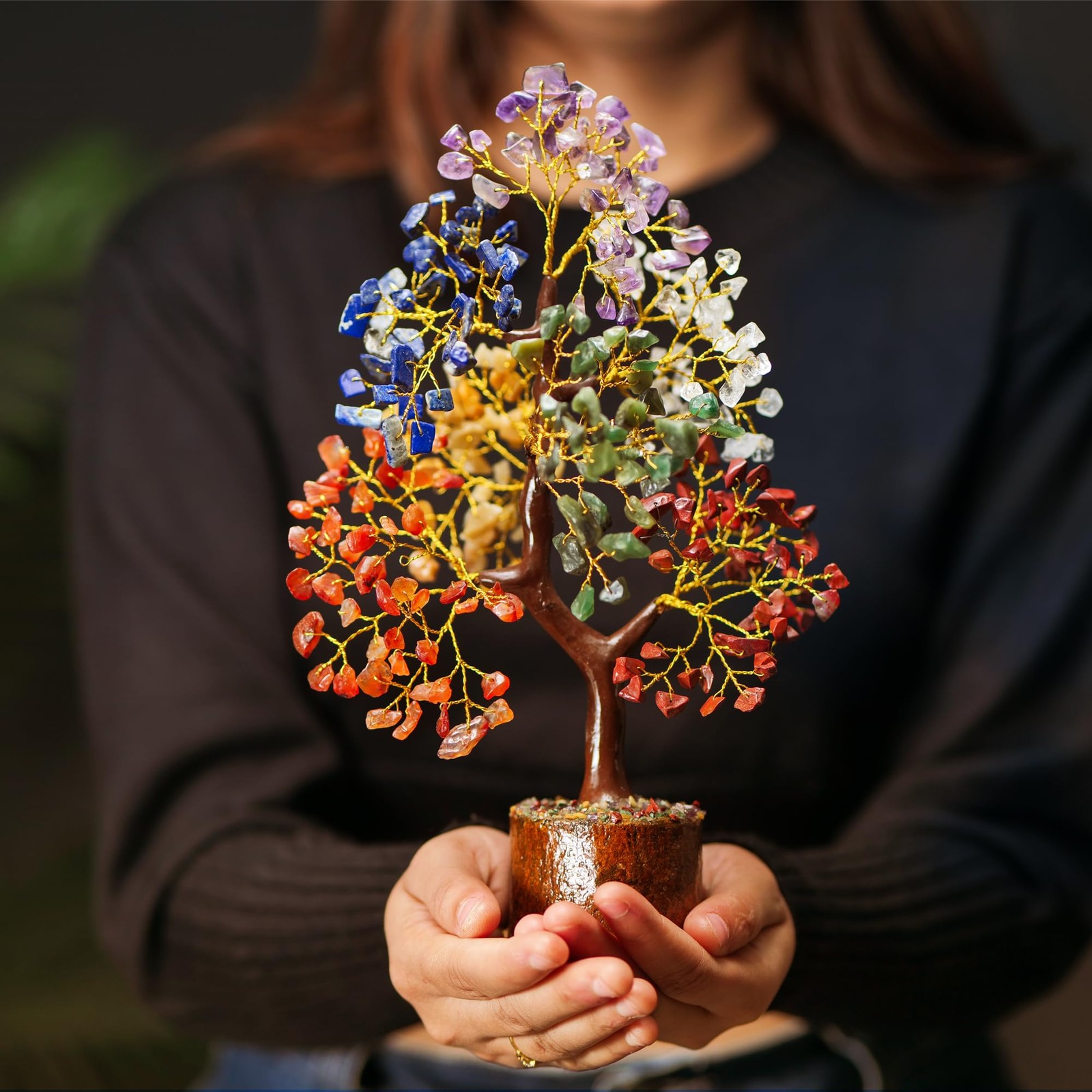 Seven Chakra Gemstone Tree With Chakra Pendant, Crystal Tree, Fake Plants Hom…