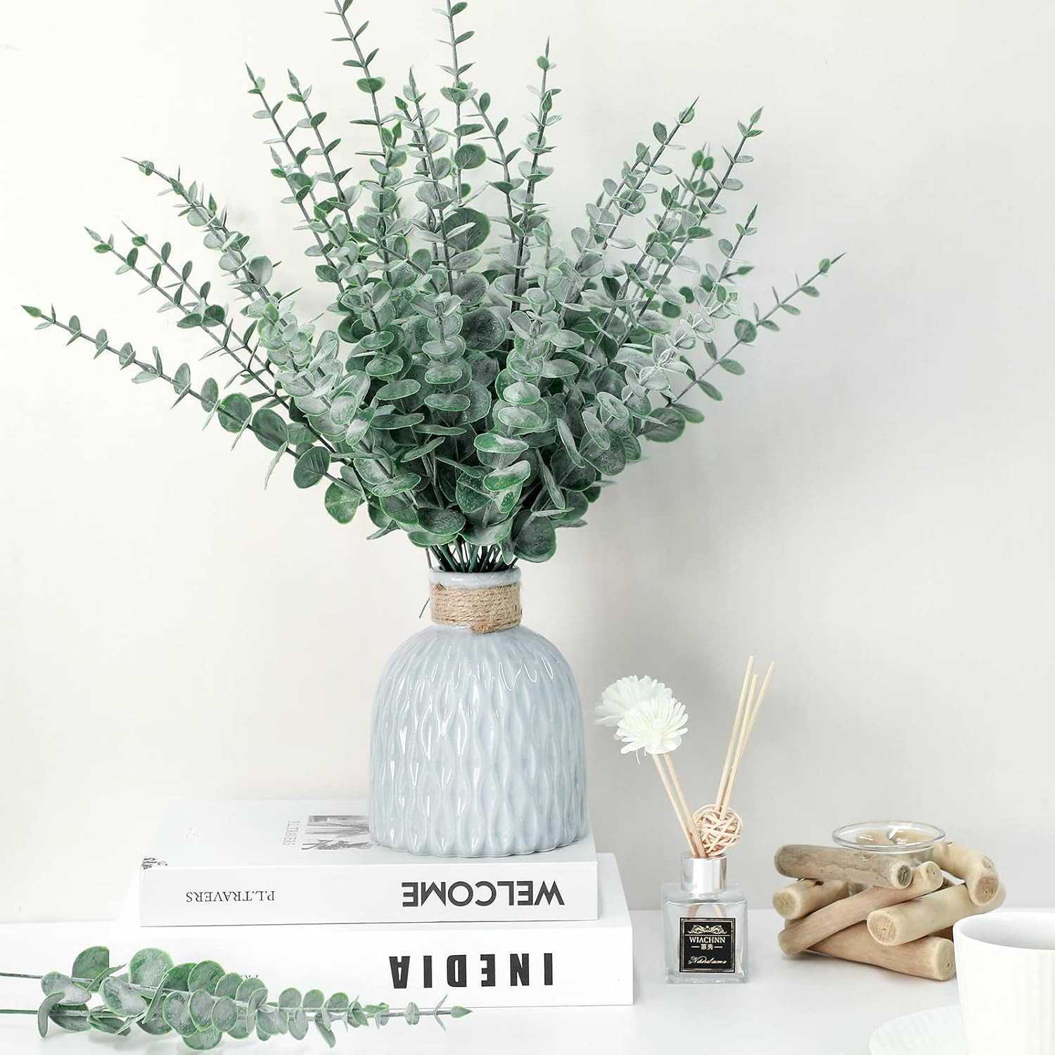100 Pcs Eucalyptus Stems Faux Greenery Artificial Eucalyptus Leaves Decor Greene