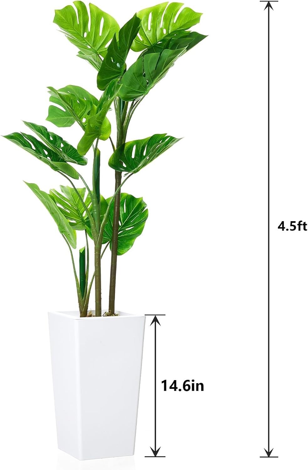 4.5FT Artificial Monstera Fake Plant,Decorative Evergreen Tropical Monstera Tree