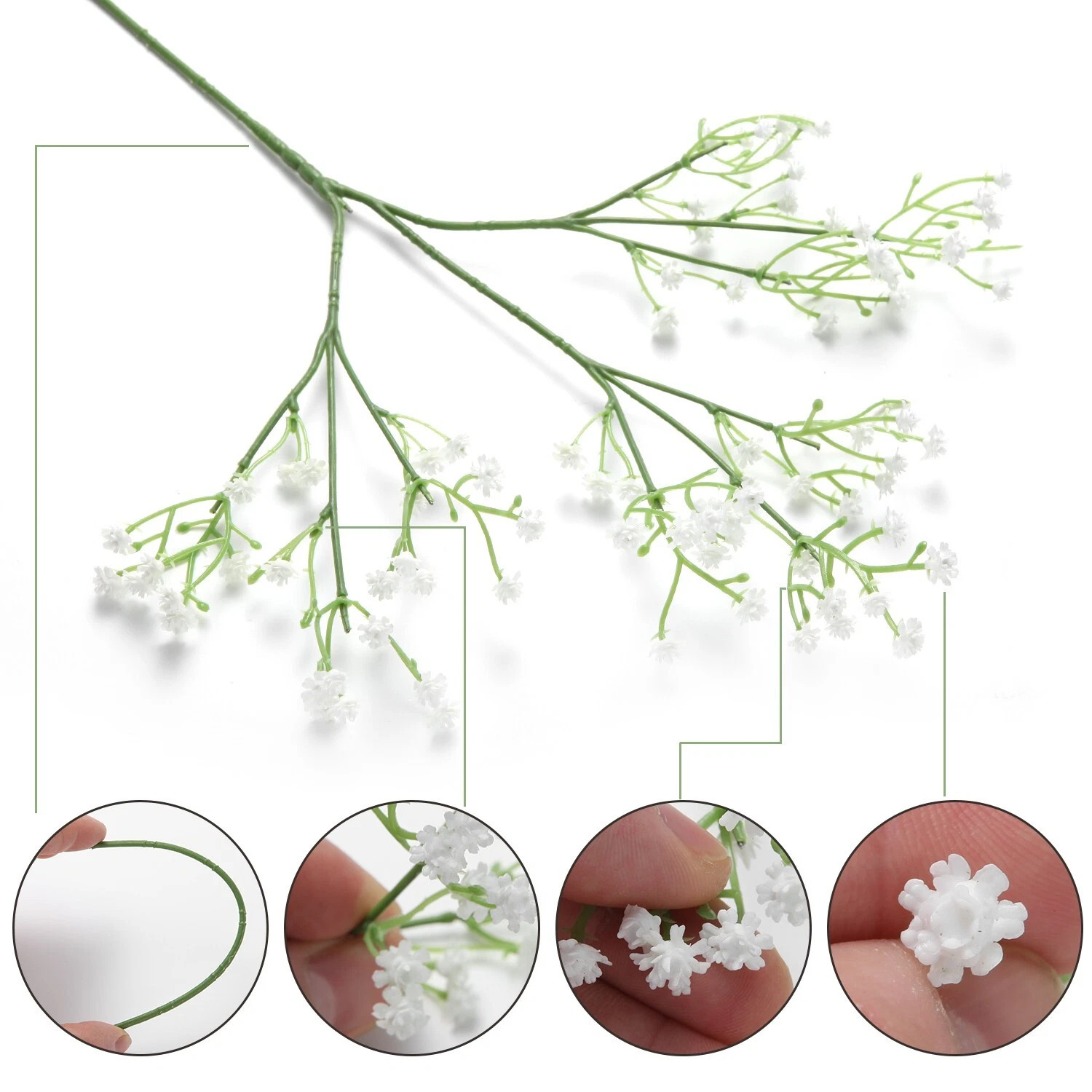 10/50x Babys Breath Artificial Flowers, White Flowers Artificial Bulk Decoriton