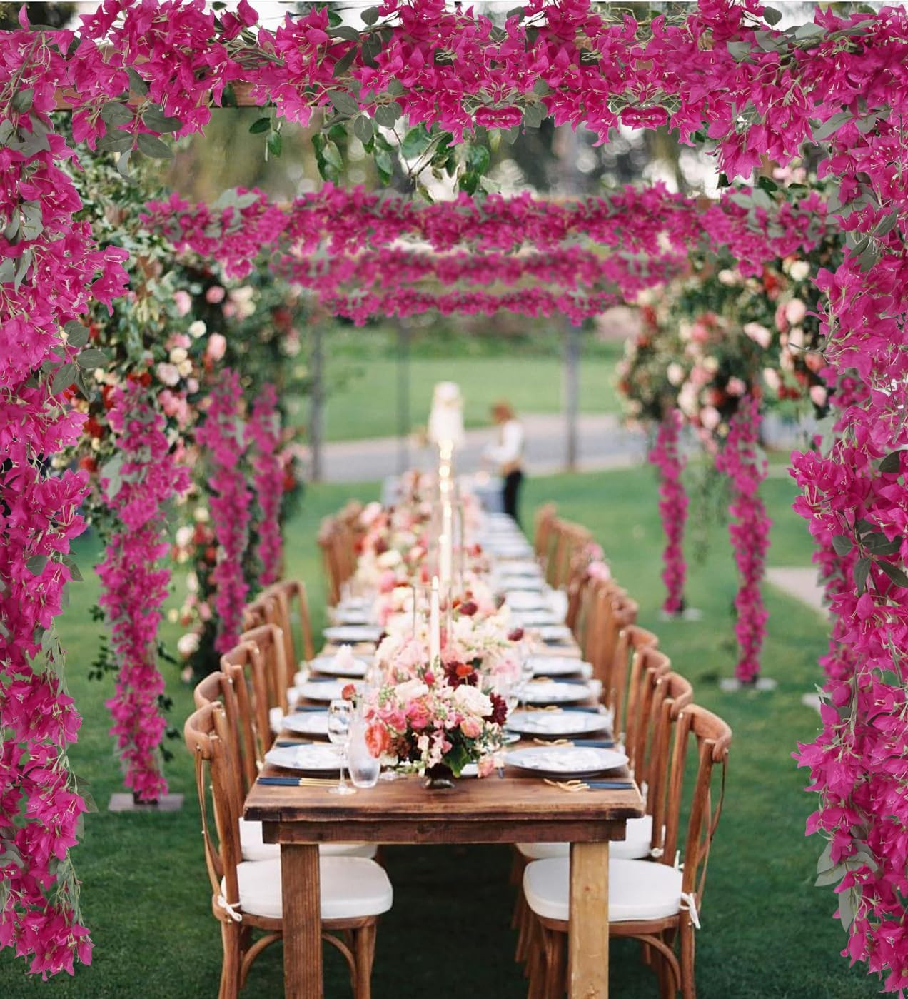 5.9 Ft Artificial Bougainvillea Flowers Garland 2PCS Fake Silk Bougainvillea Vin