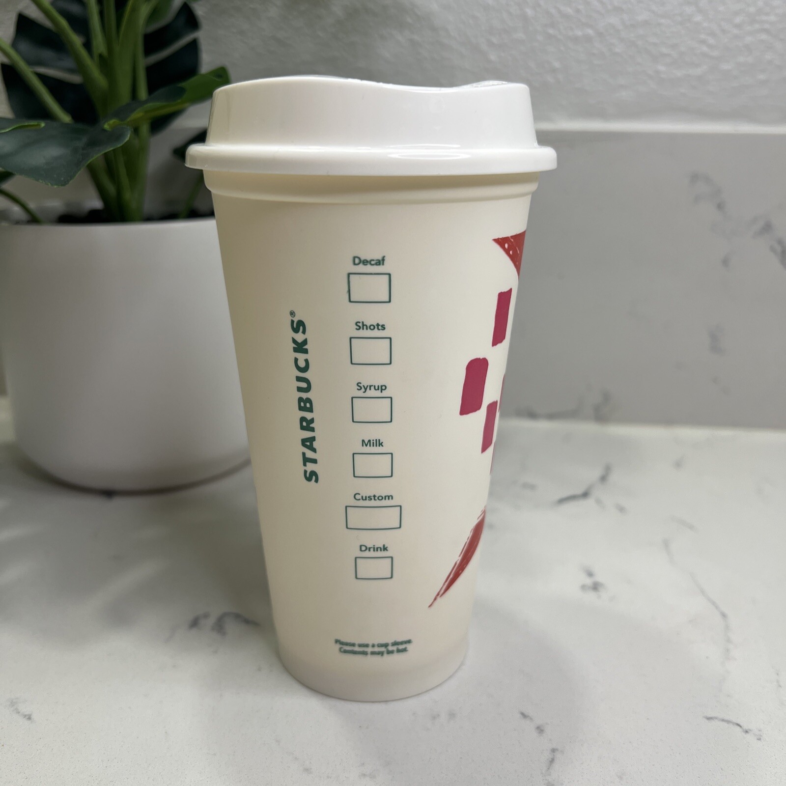 Starbucks Reusable Plastic Grande Coffee Cup Travel Tumbler Recyclable All w Lid