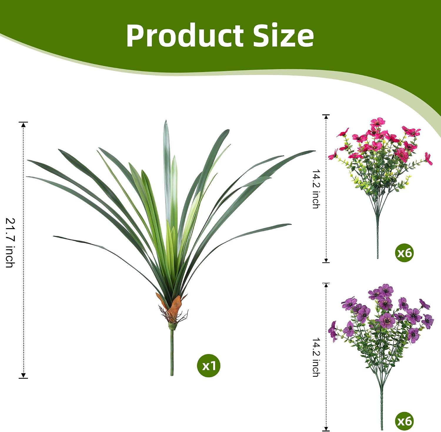 UV Resistant Artificial Outdoor Flowers – 12 Bundles of Silk Daisies & Eucalyptu