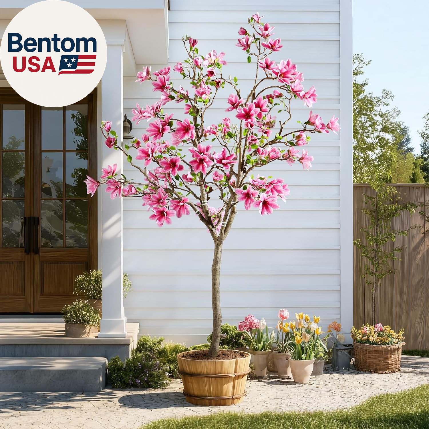 Tall Fake Magnolia Flower Tree Artificial Trees Cherry Blossom Floor Plantas Ind