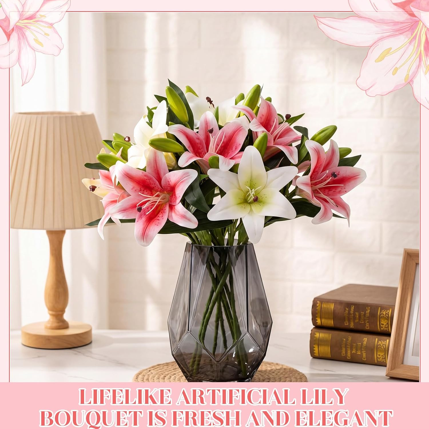 16 Pcs Faux Tiger Lily Flowers for Home Decor & Wedding Arrangements