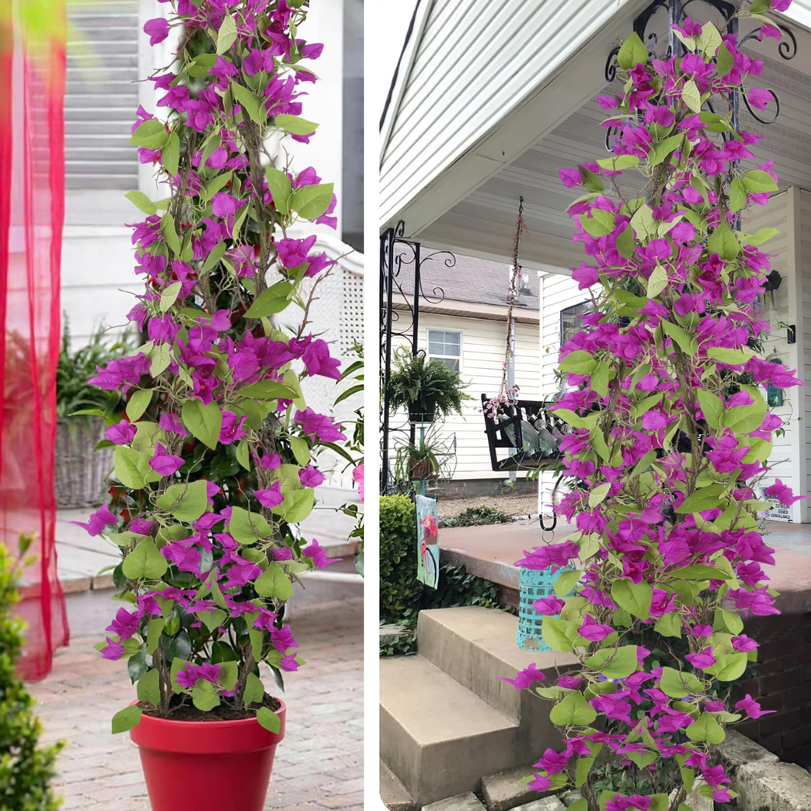 Artificial Bougainvillea Flowers Garland Purple Silk Bougainvillea Vines UV R…