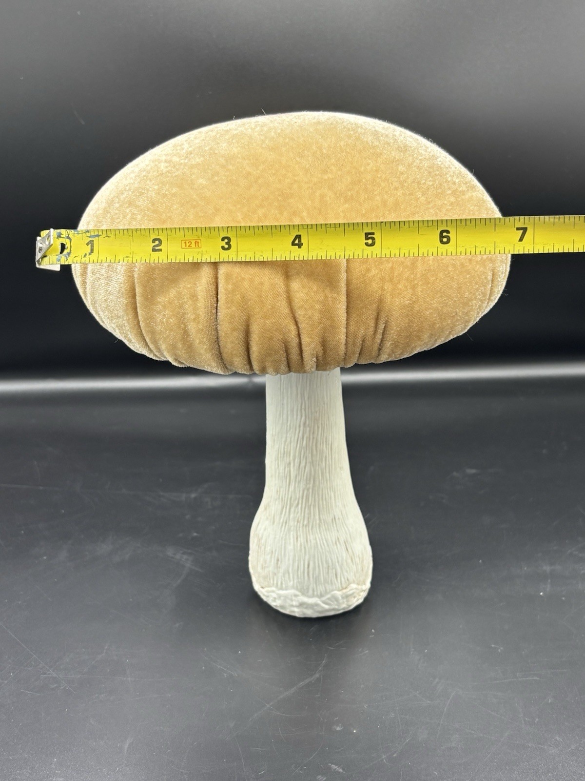 Set Of 2 Flora Bunda Soft Velvet Mushrooms Shelf Sitters Retro Tan/green Large