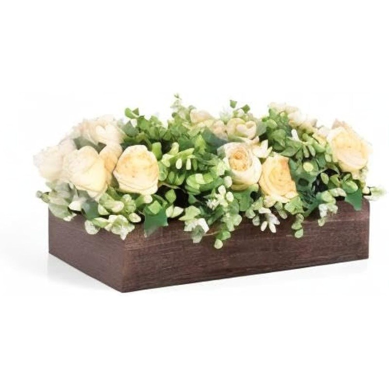 Spring Floral Centerpiece Eucalyptus in Wooden Box Table Decor DIY Arrangement