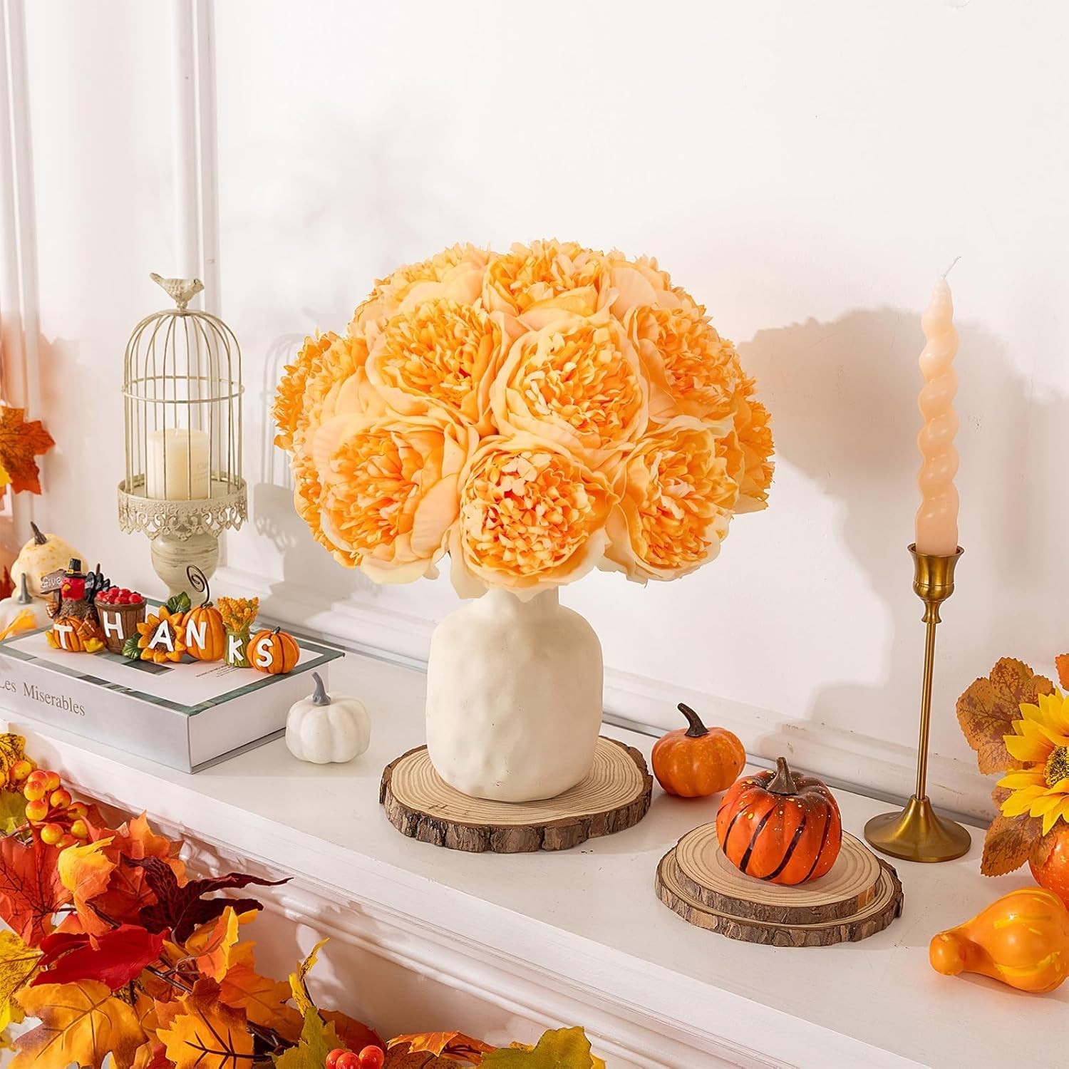 Stunning 10pcs Orange Artificial Peonies – Perfect for Seasonal Decor & Events